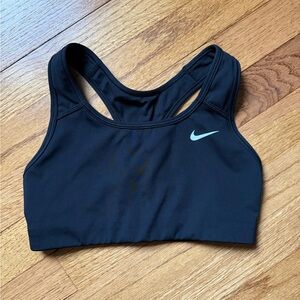 Nike Women's Black Sports Bra with White Logo